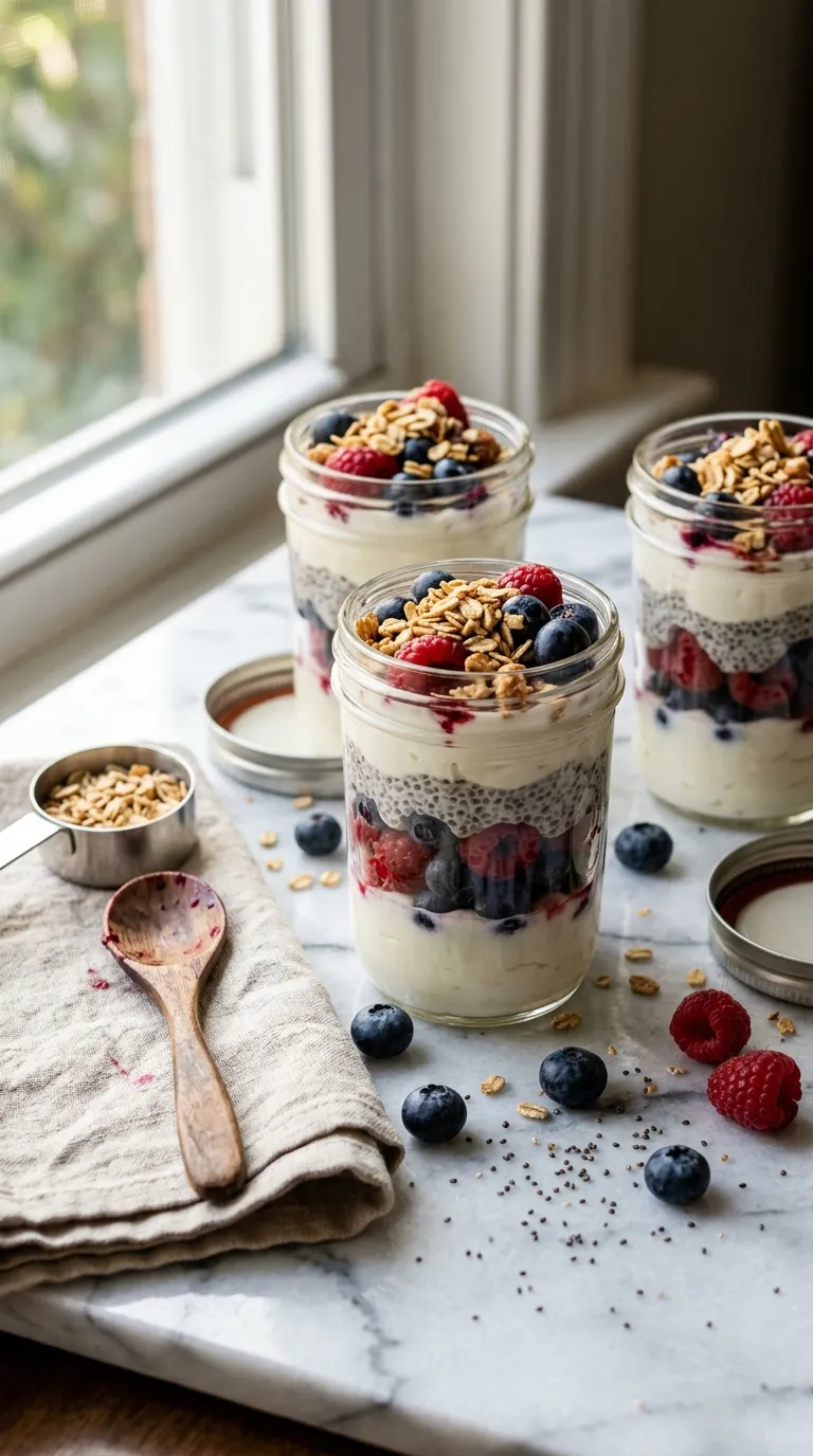 high protein snacks for work desk Berry Yogurt Jars