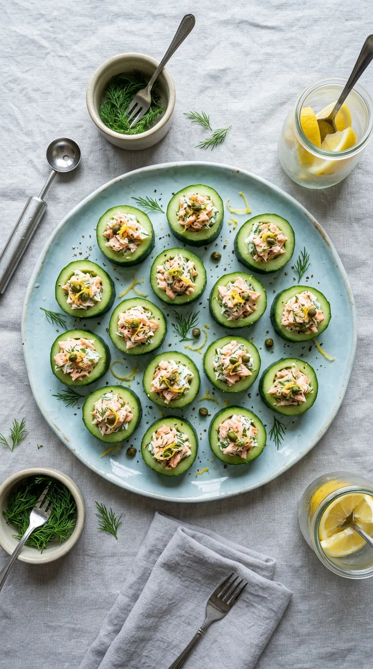 high protein snacks for work desk Salmon Cucumber Cups