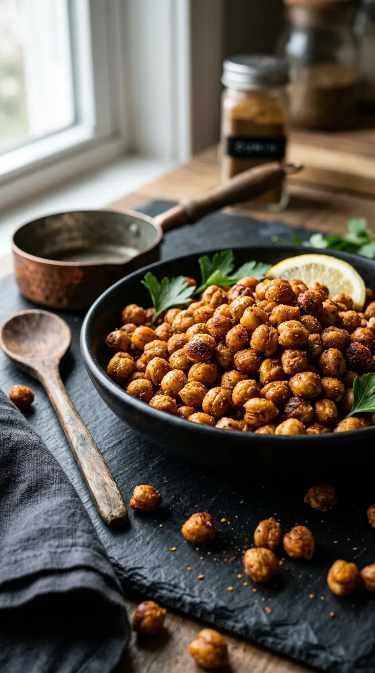 high protein snacks on a budget Crispy Roasted Chickpeas
