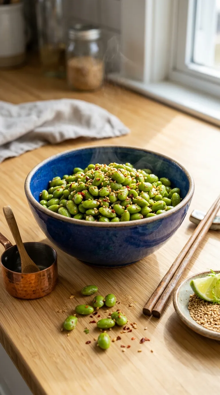 high protein snacks on a budget Spiced Edamame Bowl