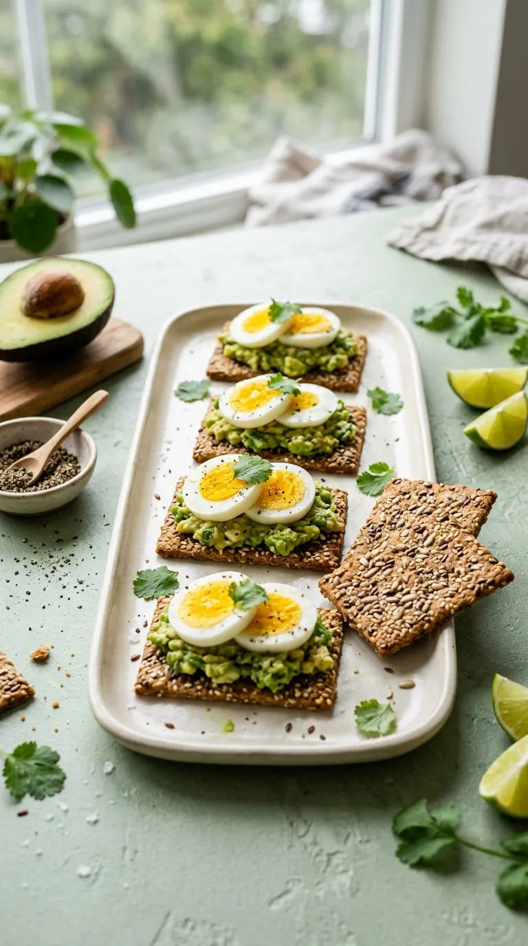 high protein vegetarian snacks ideas Avocado Egg Crackers