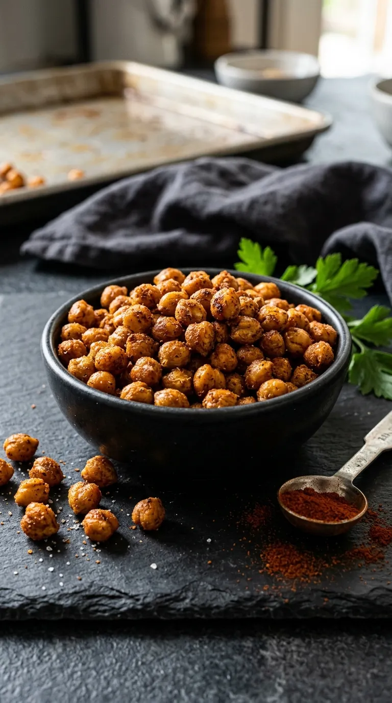high protein vegetarian snacks ideas Crispy Roasted Chickpeas