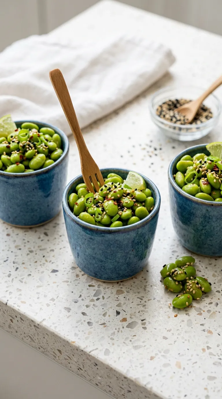 high protein vegetarian snacks ideas Edamame Sesame Cups