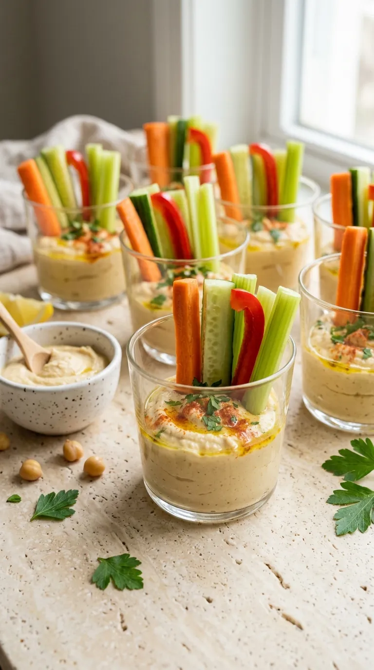 high protein vegetarian snacks ideas Hummus Veggie Cups