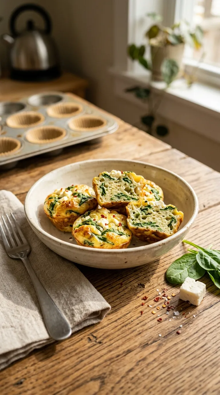 high protein vegetarian snacks ideas Spinach Feta Egg Bites