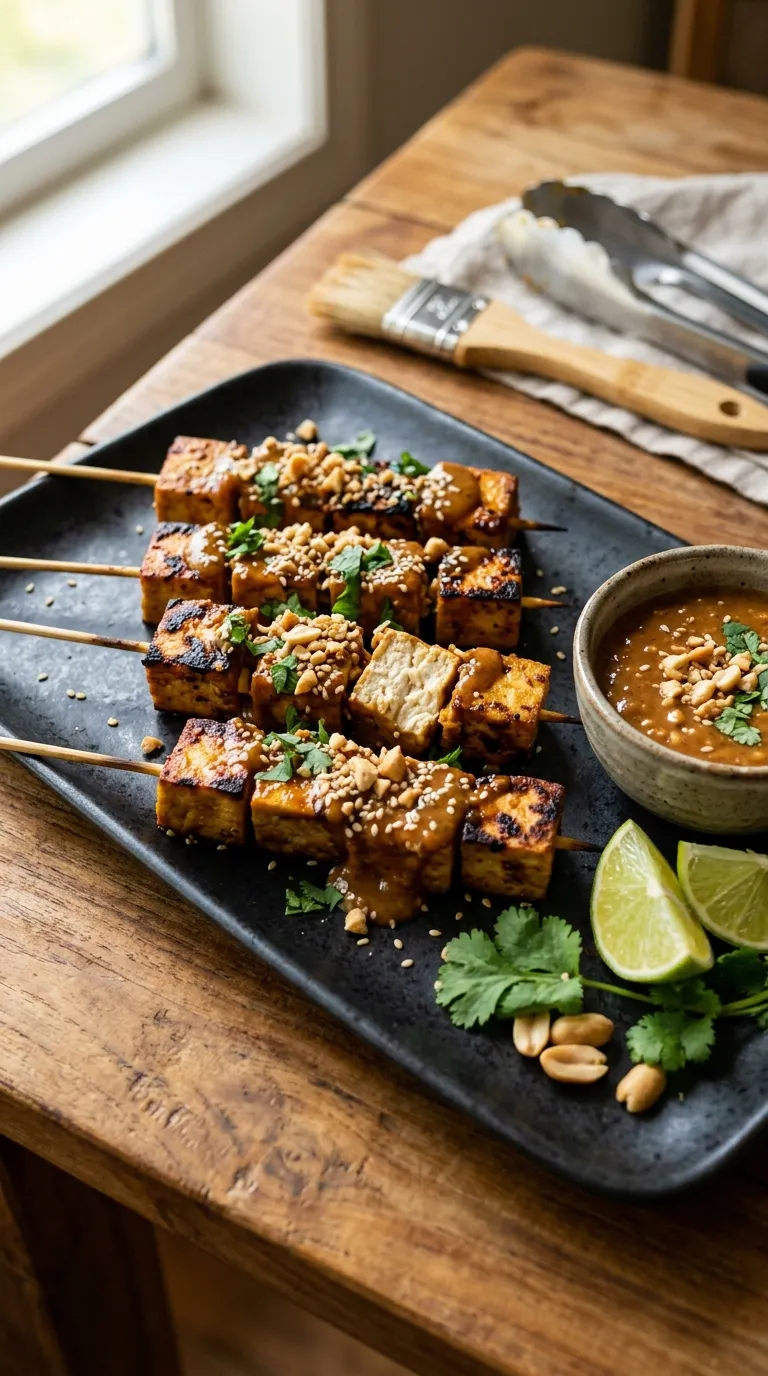 high protein vegetarian snacks ideas Tofu Satay Skewers