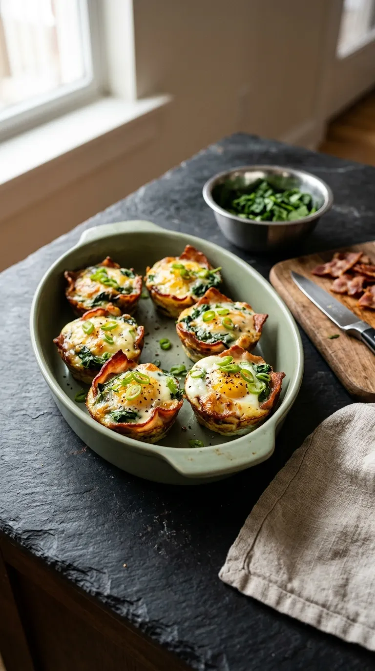 Low carb breakfast ideas for diabetics Bacon Spinach Egg Cups