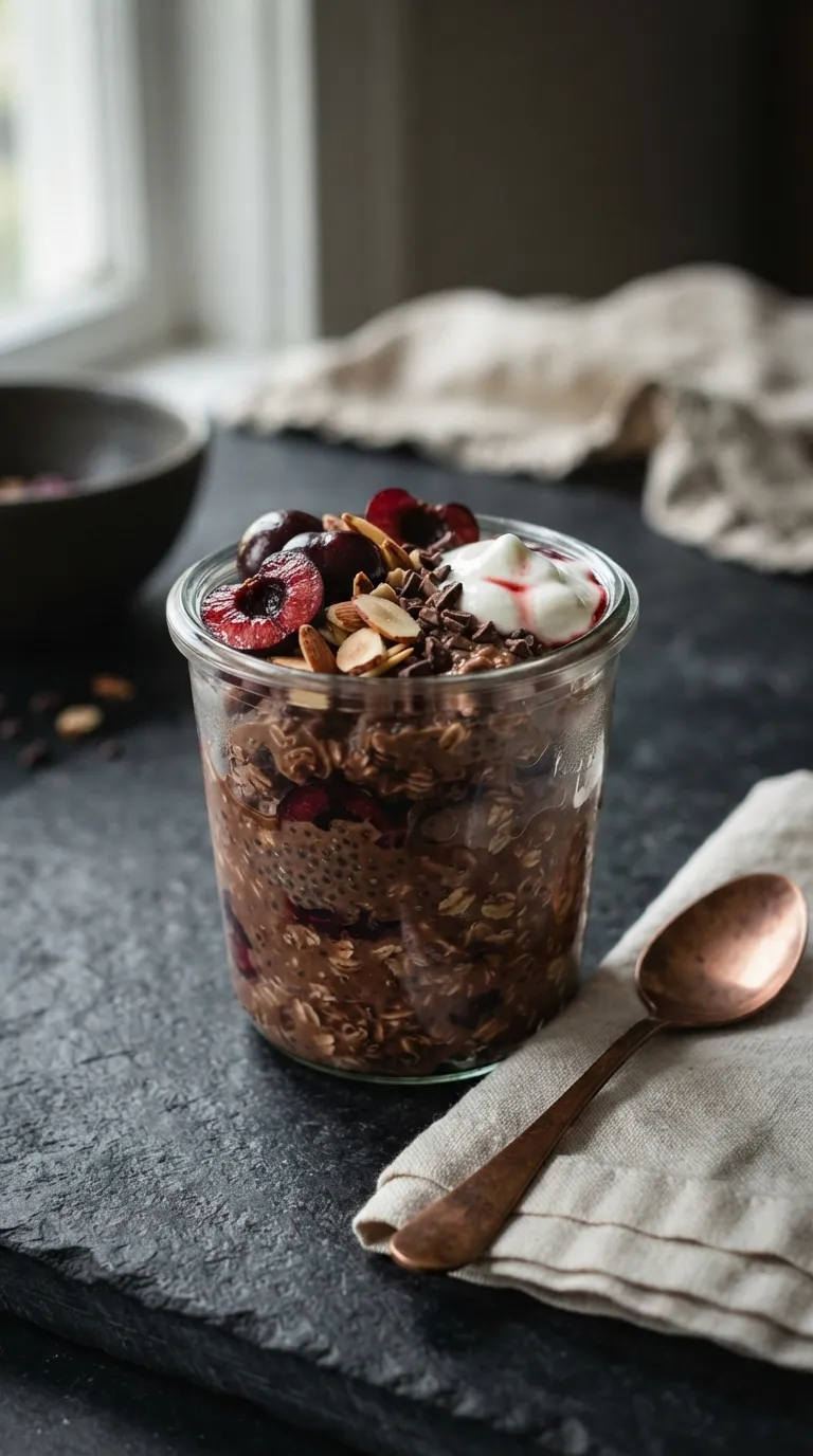 make ahead breakfast for the week Chocolate Cherry Overnight Oats