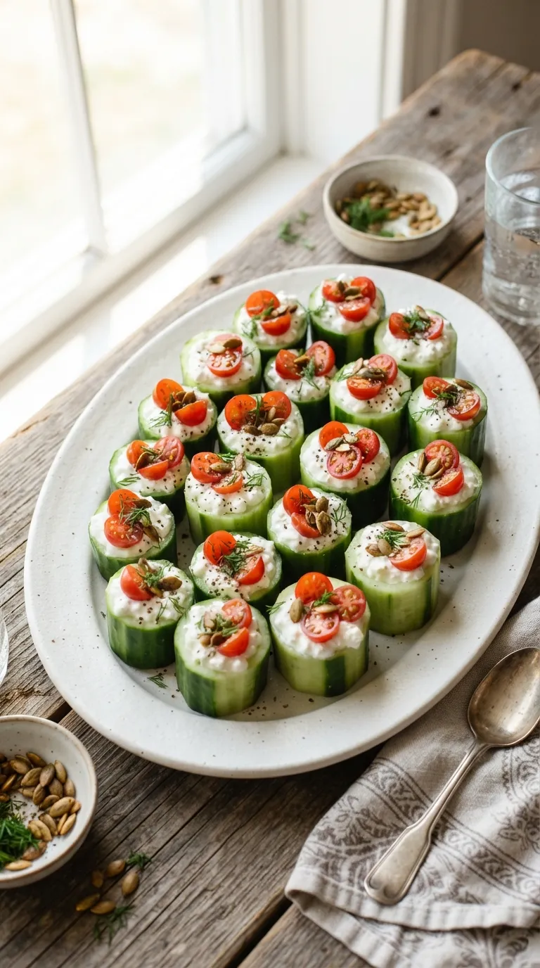 no cook high protein snacks Cottage Cheese Cucumber Cups