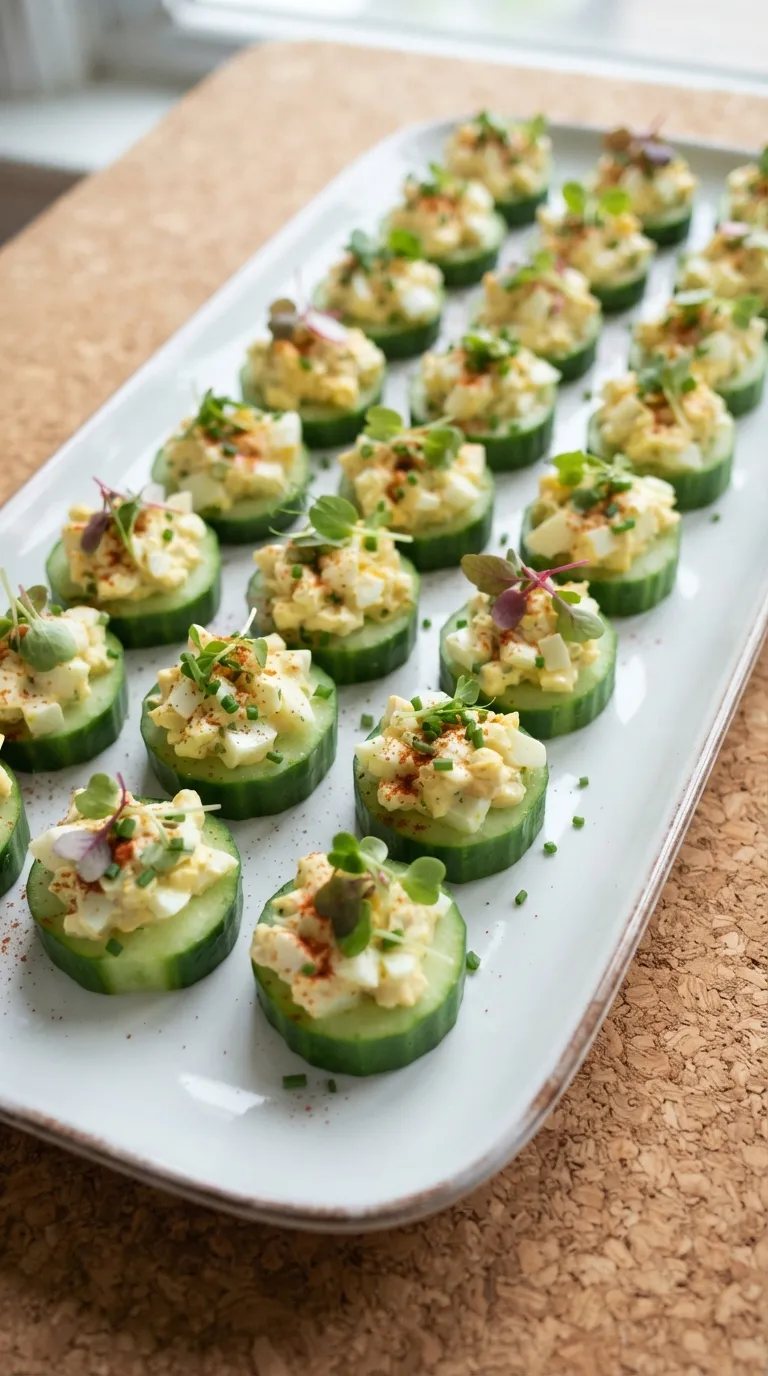 no cook high protein snacks Egg Salad Cucumber Bites