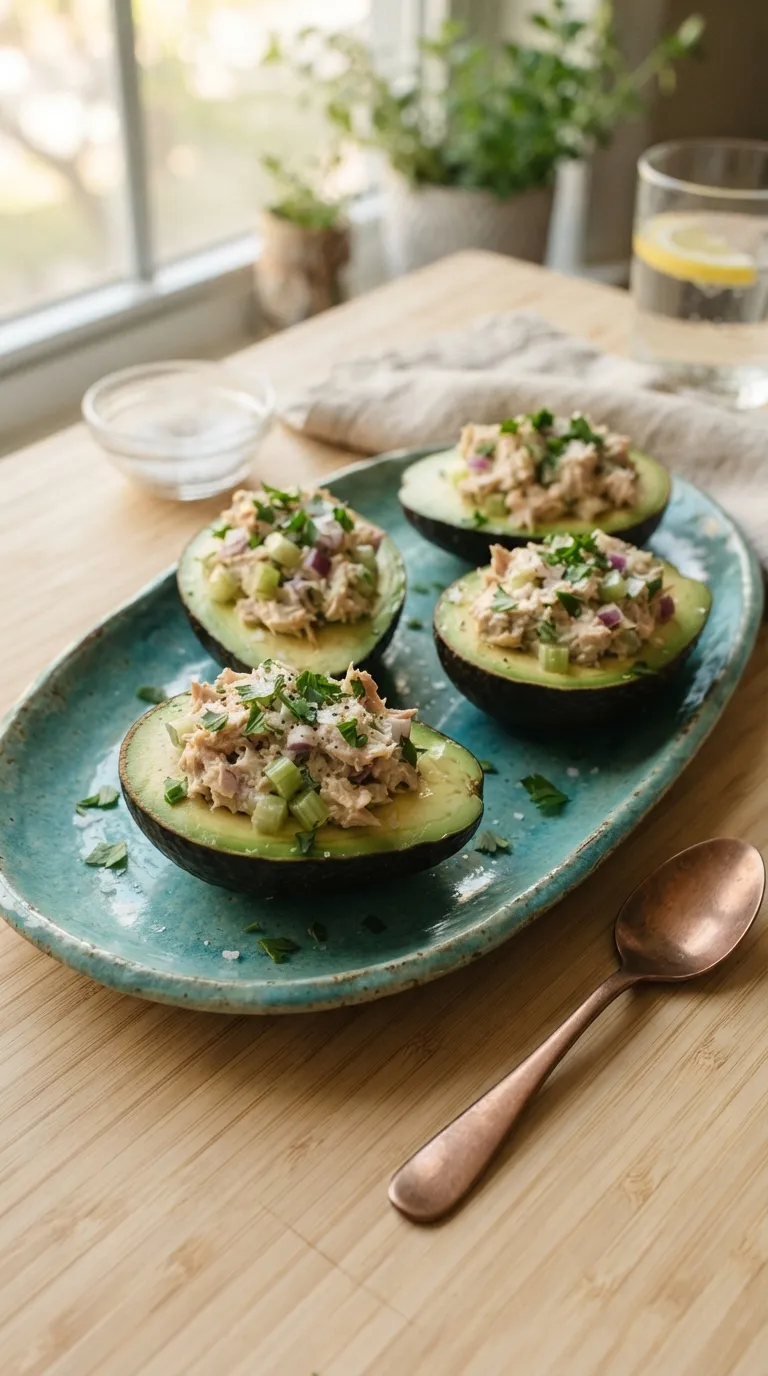 no cook high protein snacks Tuna Stuffed Avocado