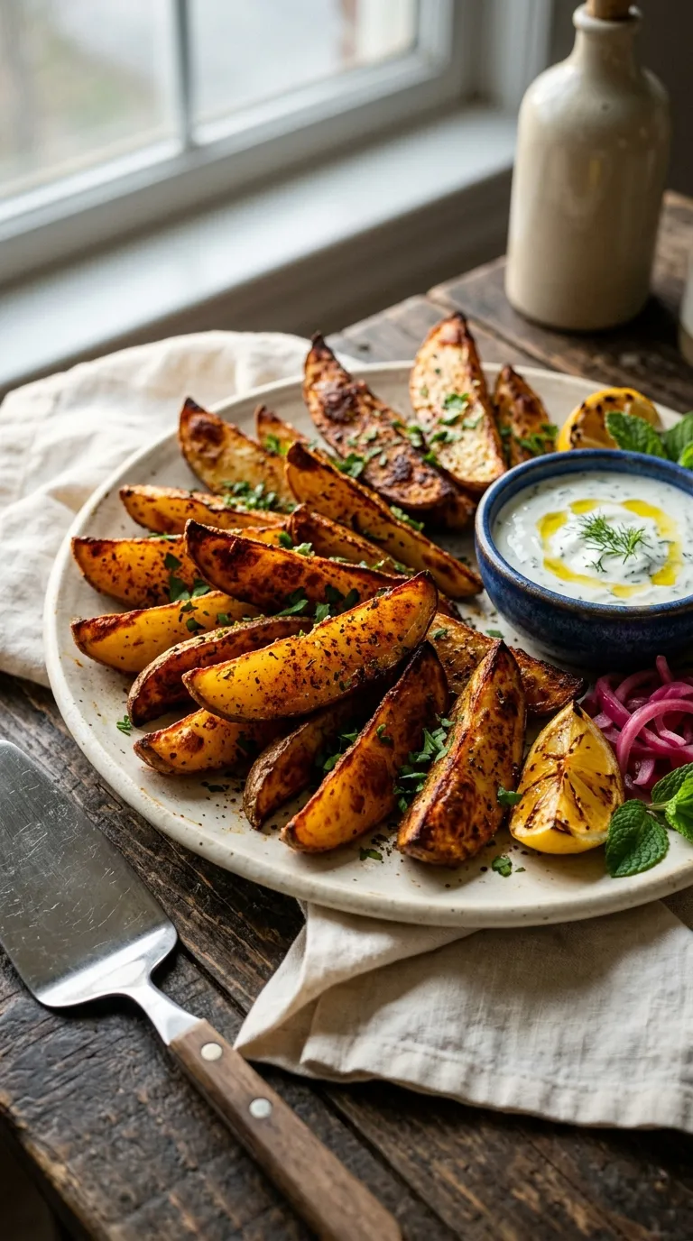 spicy bites for date night Harissa Potato Wedges