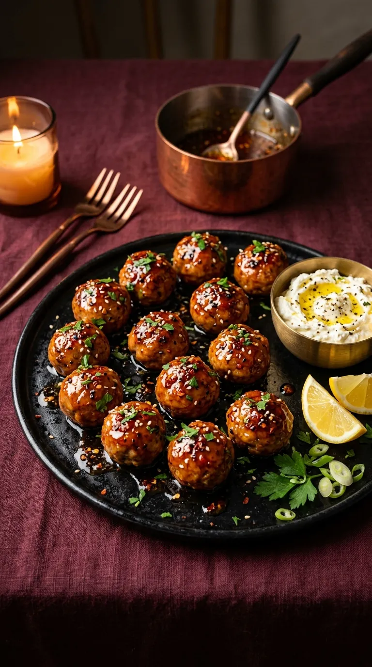 spicy bites for date night Hot Honey Meatballs
