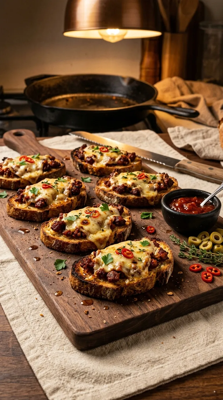 spicy bites for date night Spicy Chorizo Toasts