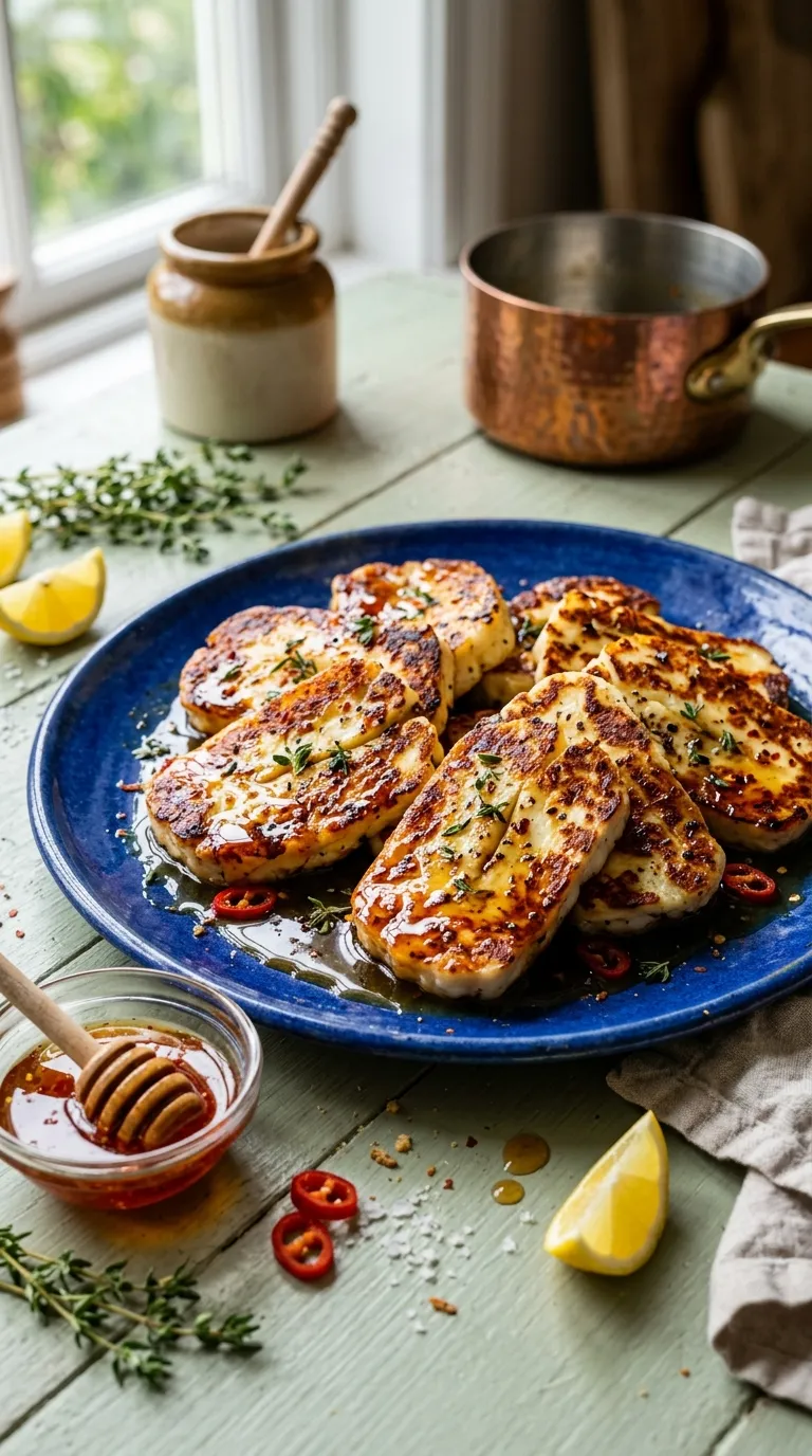 spicy bites for date night Spicy Honey Halloumi