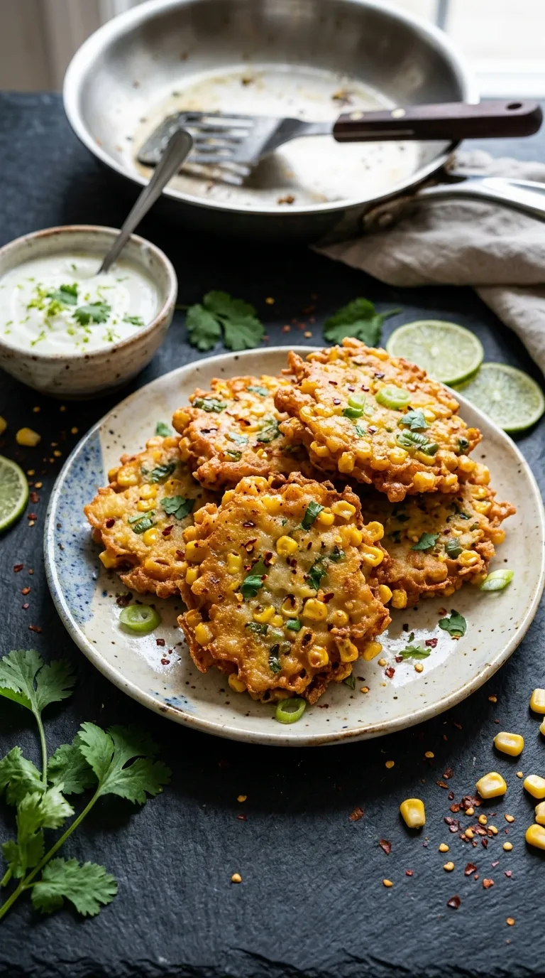 spicy bites on a budget Crispy Chili Corn Fritters