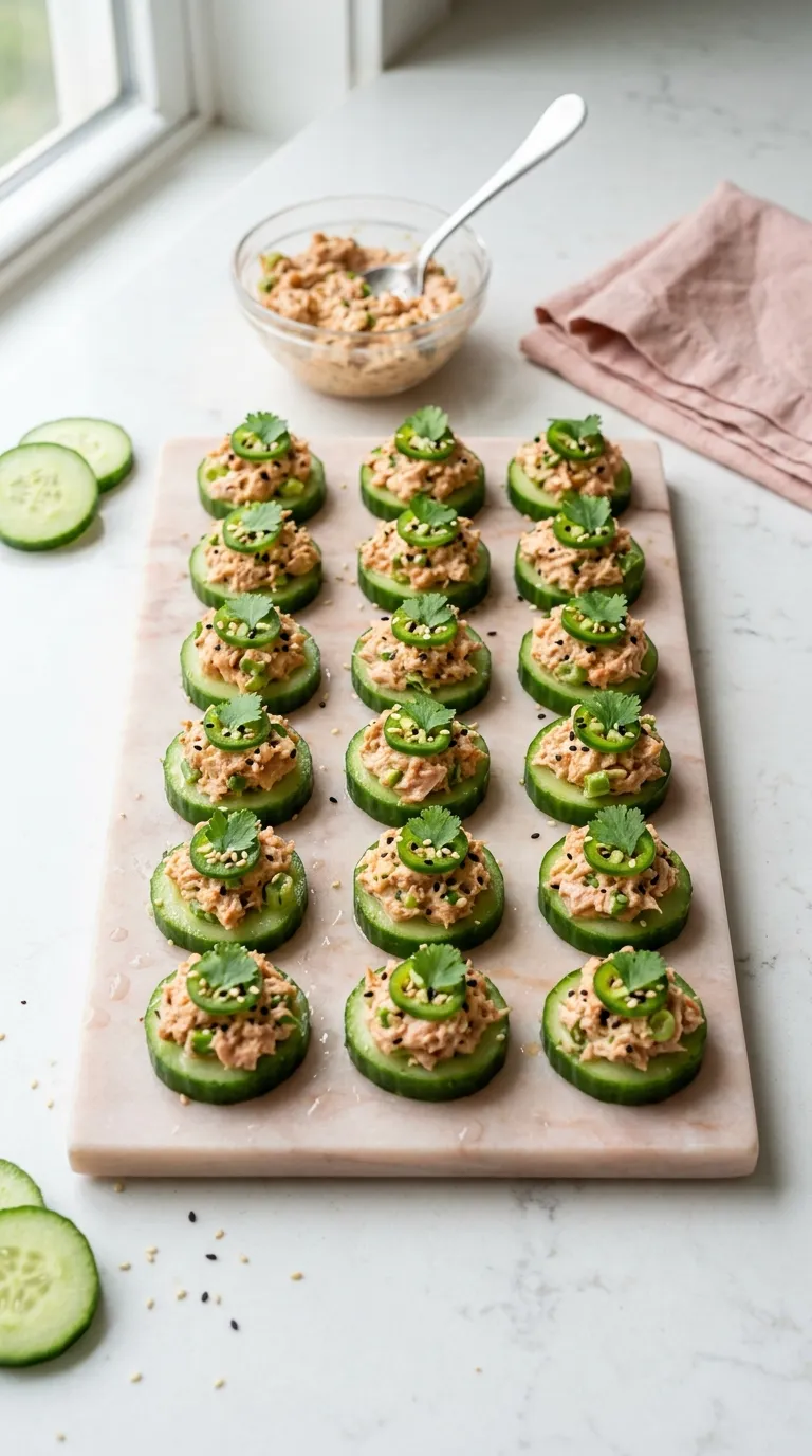 spicy bites on a budget Spicy Tuna Cucumber Bites