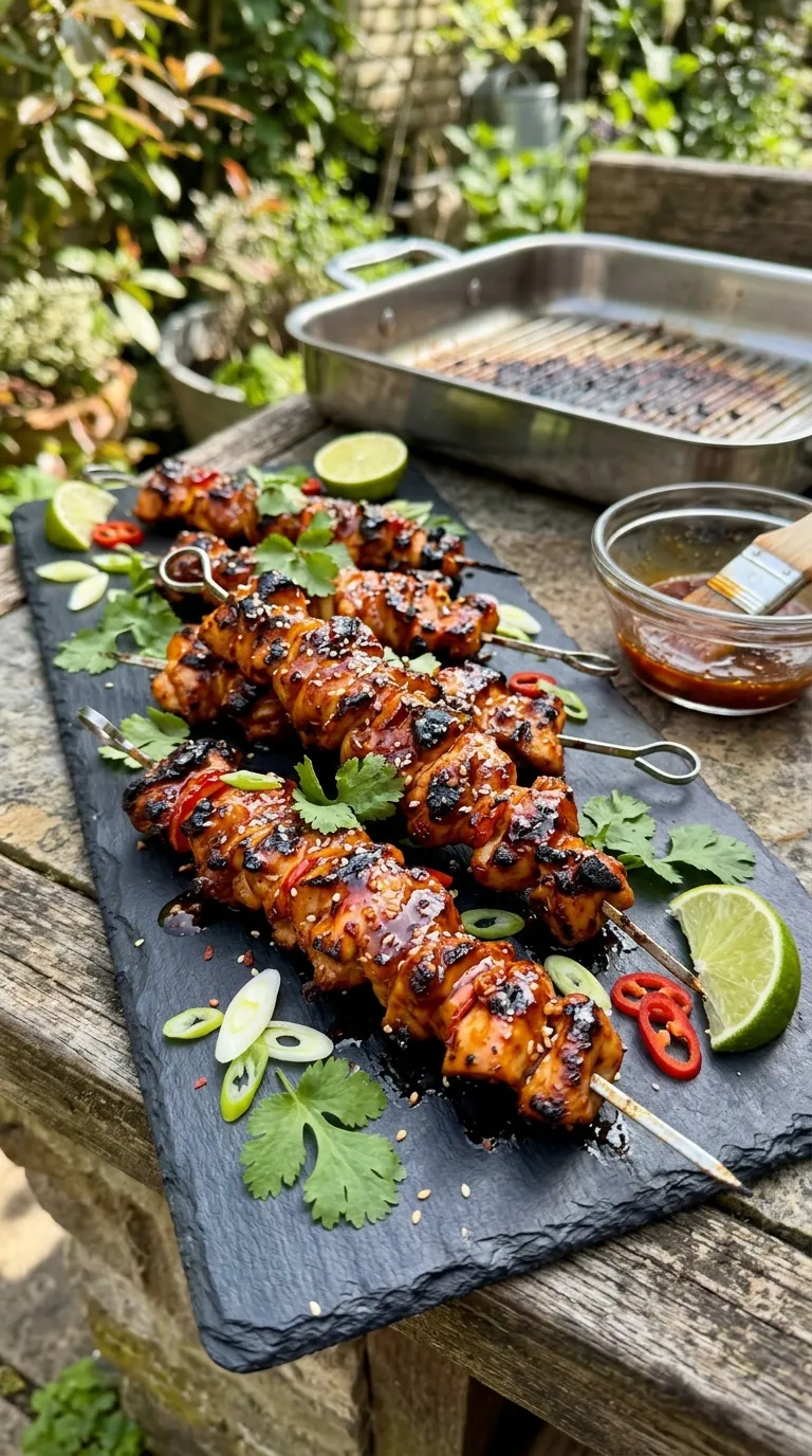 spicy bites on a budget Sriracha Honey Chicken Skewers