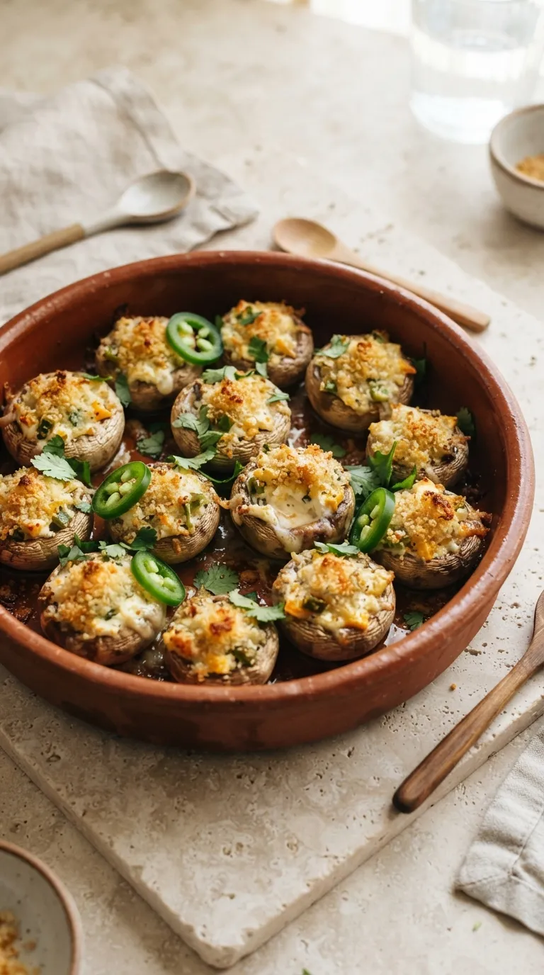 spicy finger foods for beginners Jalapeño Popper Mushrooms