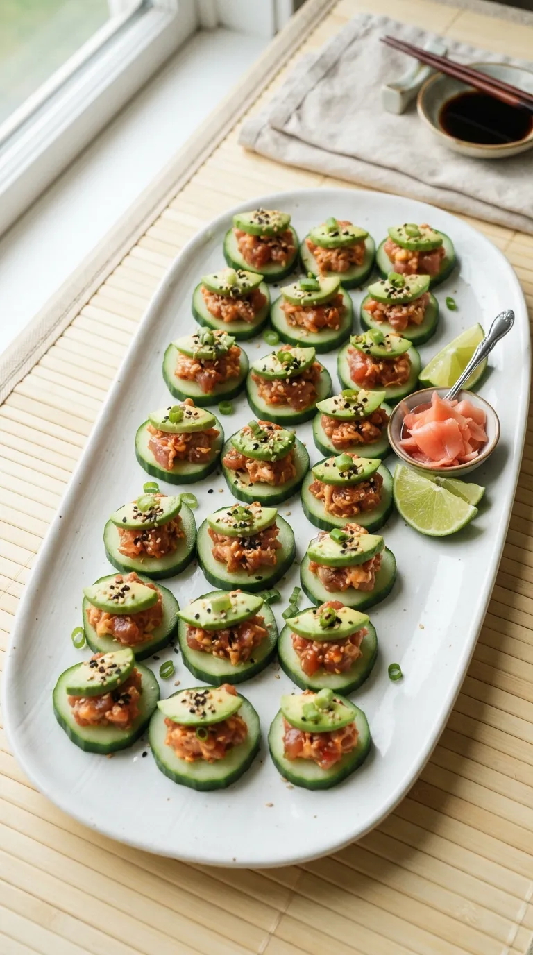 spicy finger foods for beginners Spicy Tuna Cucumber Bites