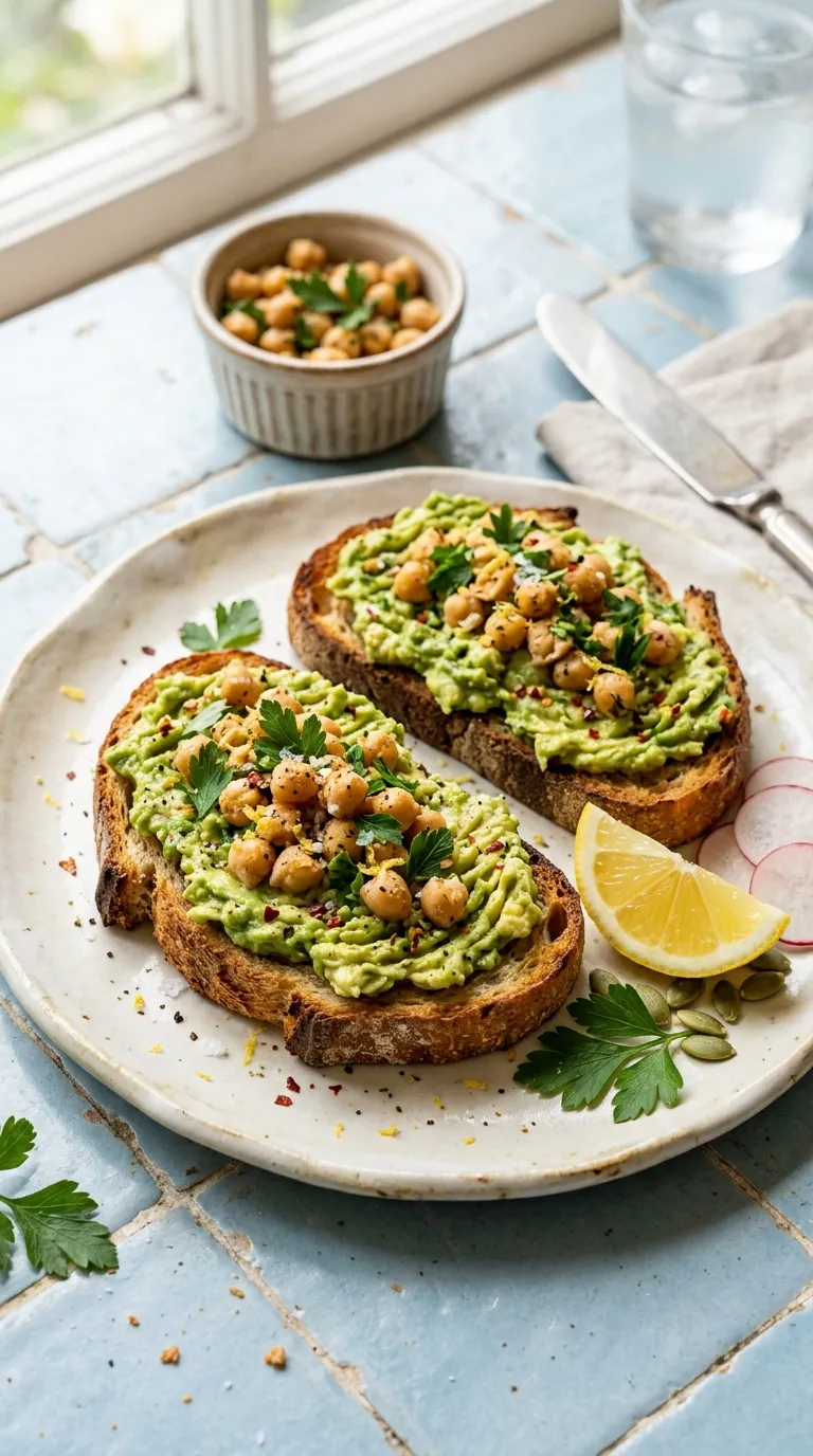 Vegan breakfast ideas Avocado Chickpea Toast
