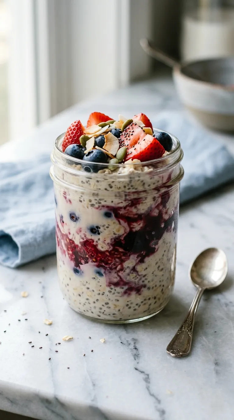 Vegan breakfast ideas Berry Chia Overnight Oats