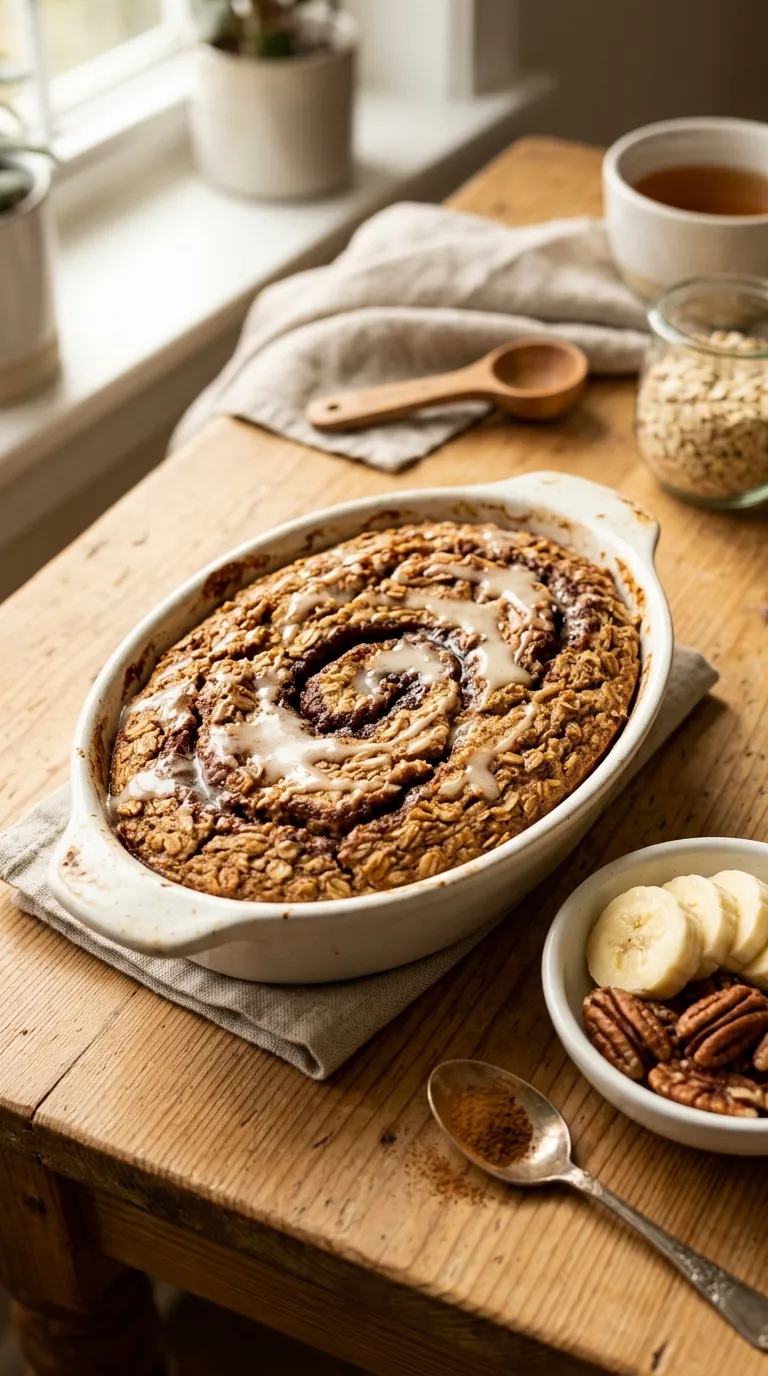 Vegan breakfast ideas Cinnamon Roll Baked Oats
