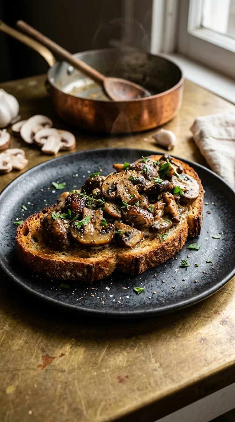 Vegan breakfast ideas Creamy Mushroom Toast