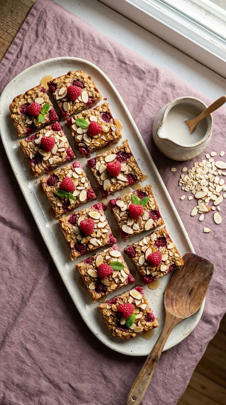 Vegan breakfast ideas Raspberry Almond Baked Oatmeal