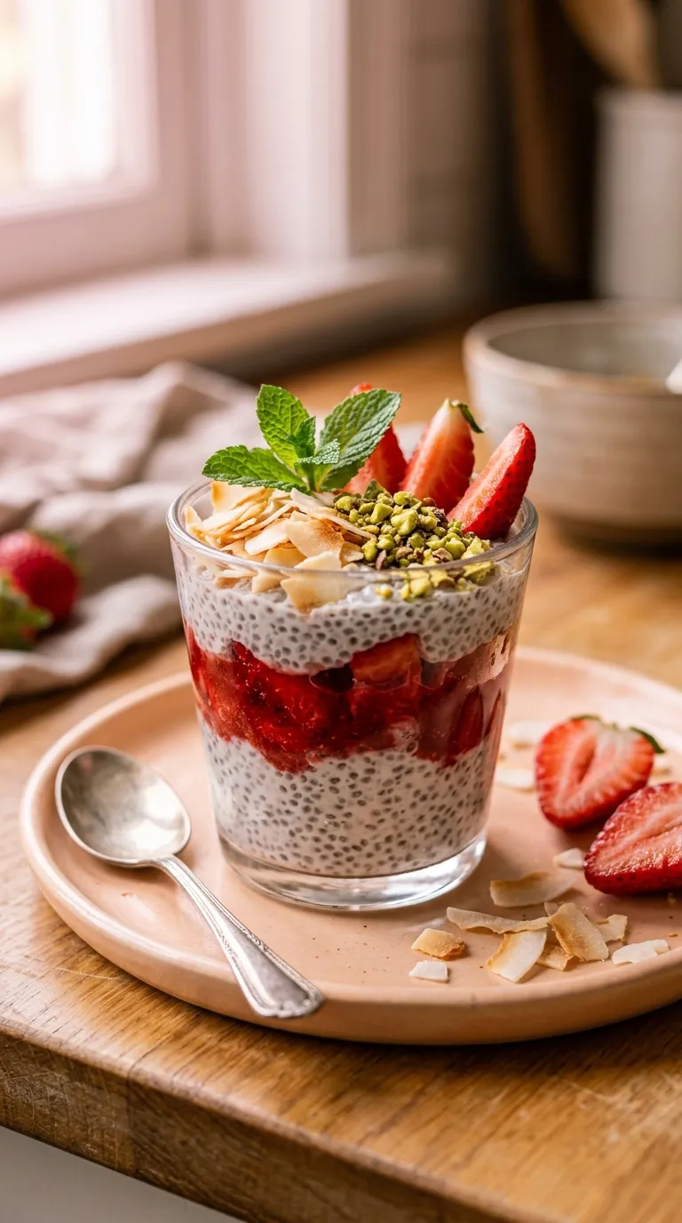 Vegan breakfast ideas Strawberry Coconut Chia Pudding