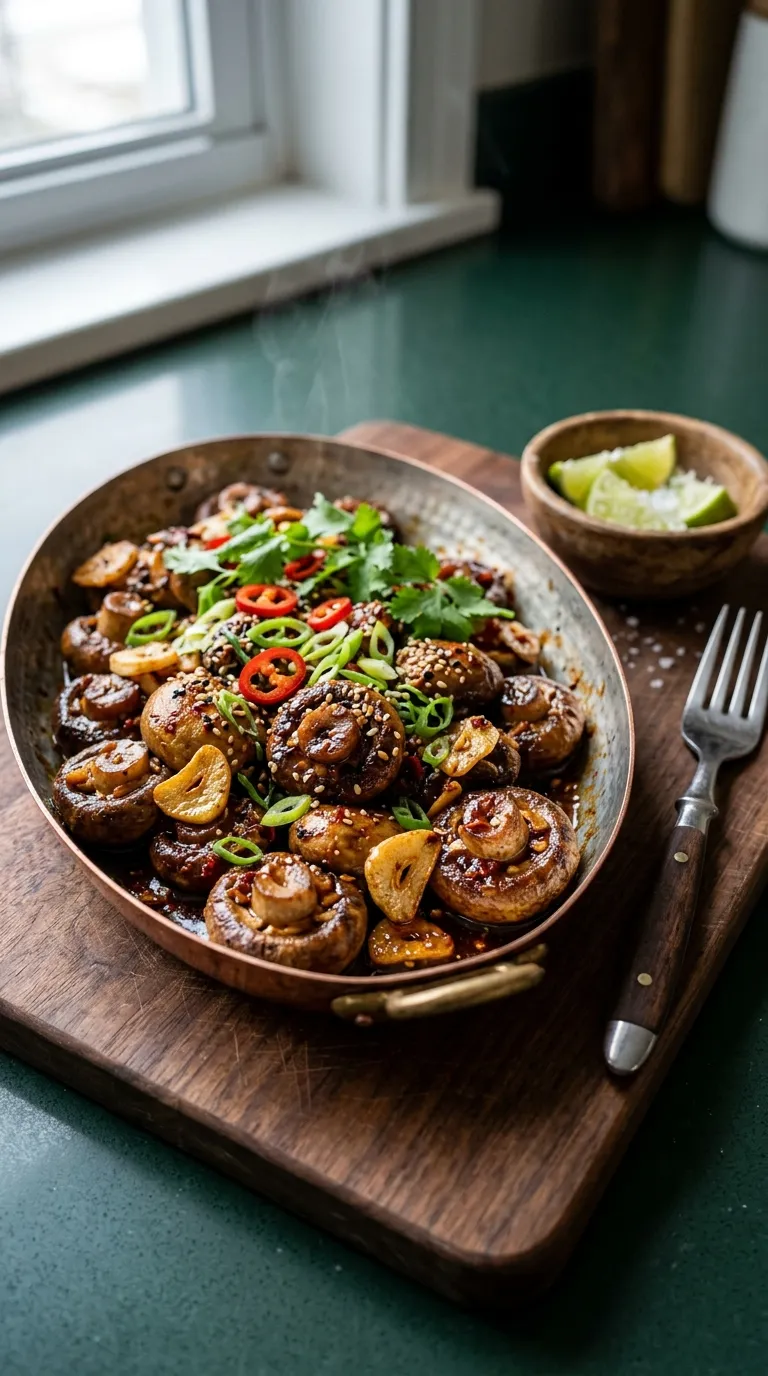 vegetarian spicy bites recipes Chili Garlic Mushrooms