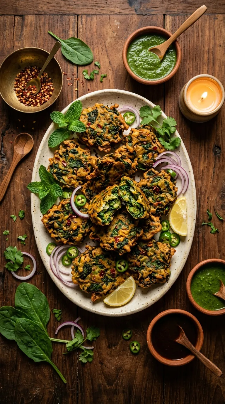 vegetarian spicy bites recipes Spicy Spinach Pakoras