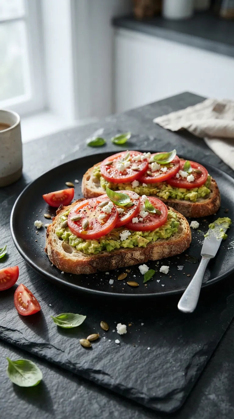 5 minute breakfast ideas no cook Avocado Tomato Toast