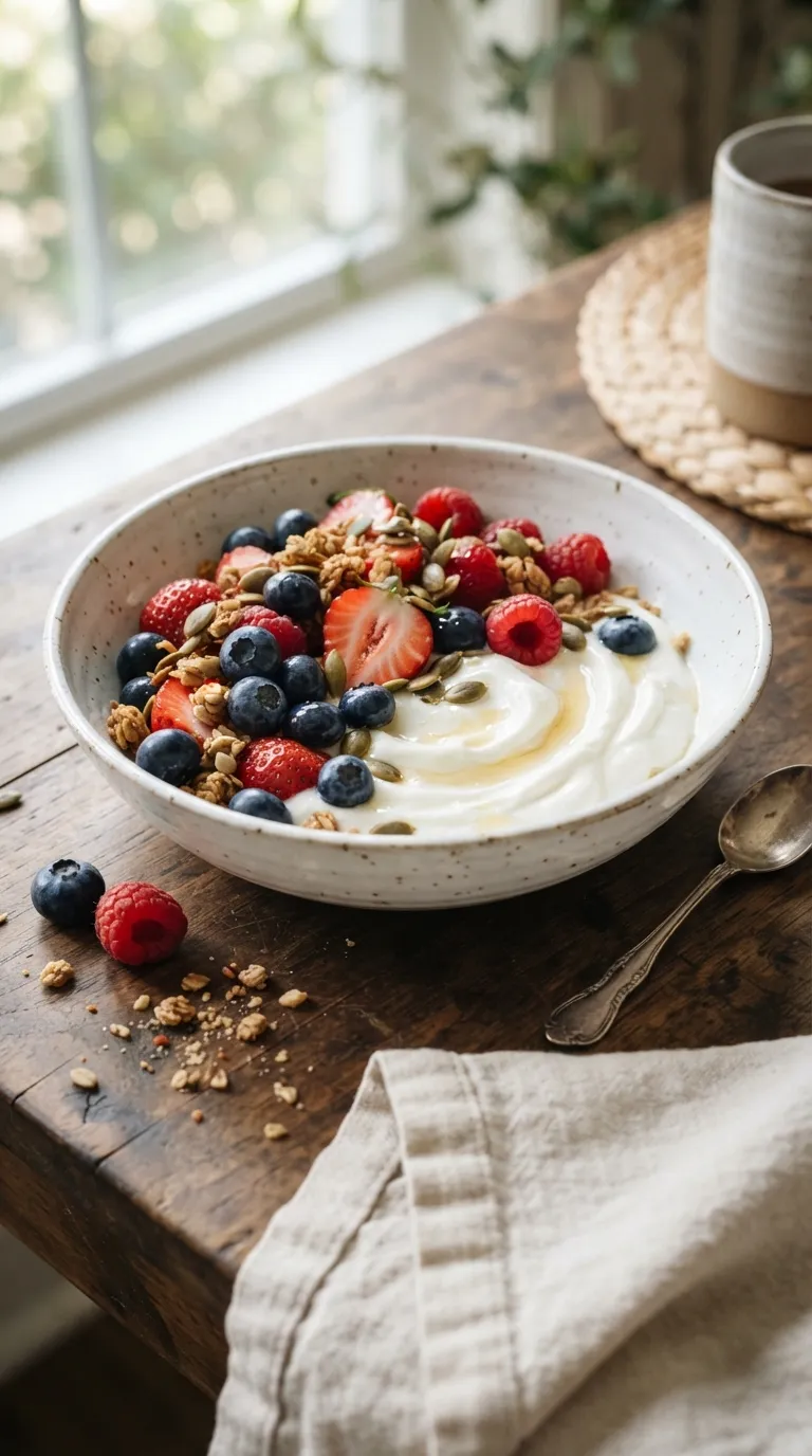 5 minute breakfast ideas no cook Berry Yogurt Bowl