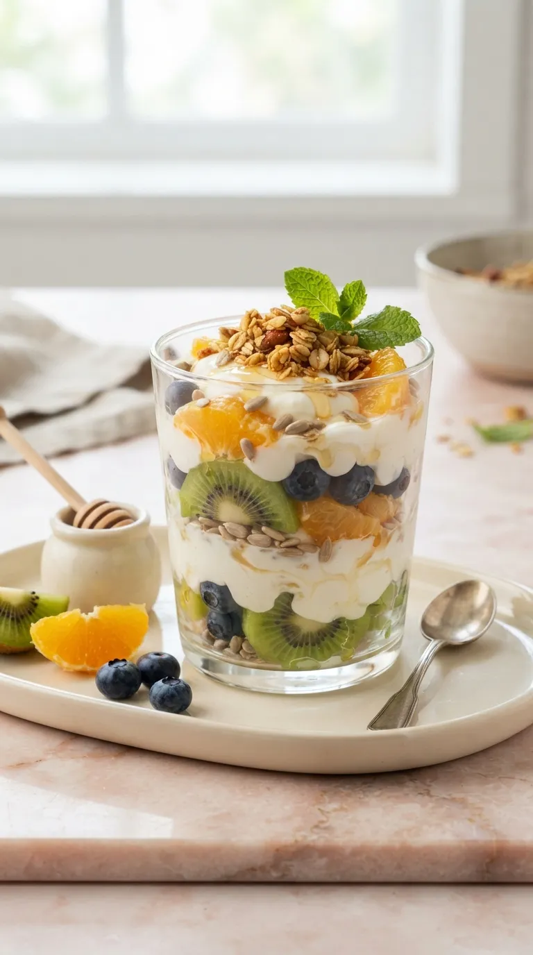 5 minute breakfast ideas no cook Greek Yogurt Fruit Cup