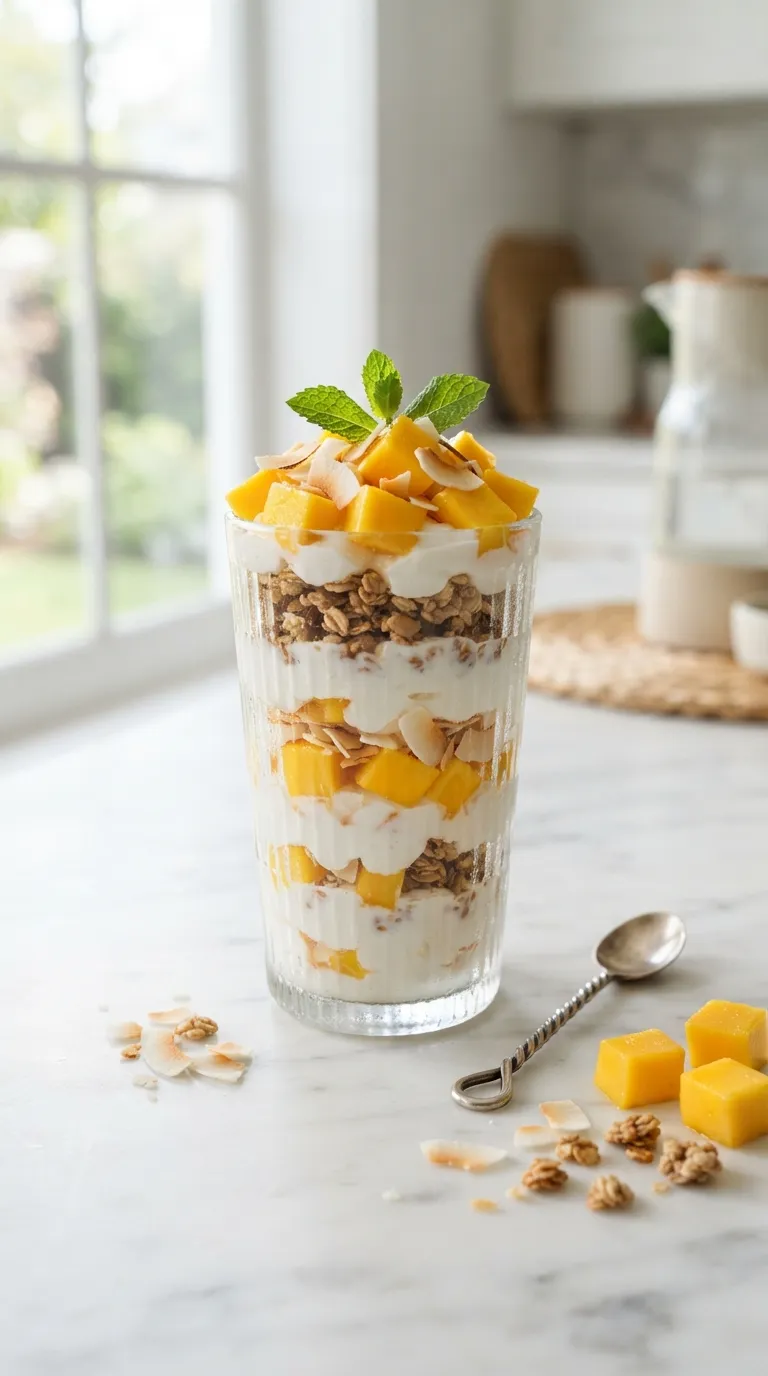 5 minute breakfast ideas no cook Mango Coconut Parfait