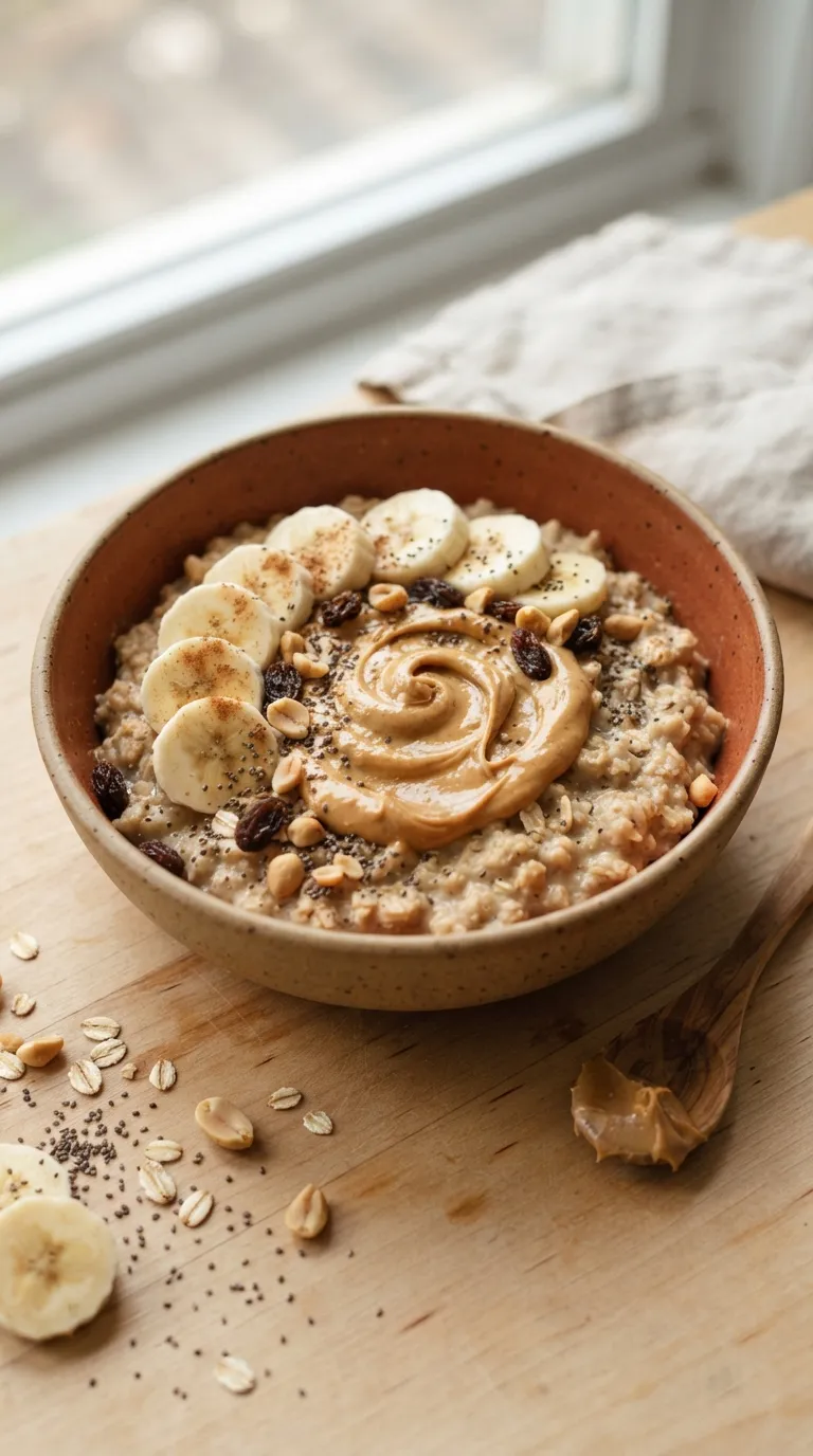 5 minute breakfast ideas no cook Peanut Butter Oat Bowl