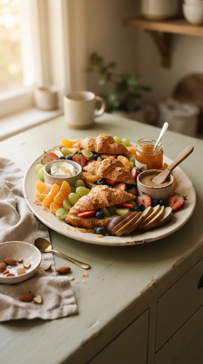 Breakfast charcuterie board ideas Croissant Fruit Board