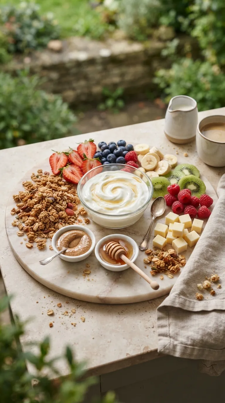 Breakfast charcuterie board ideas Yogurt Granola Board