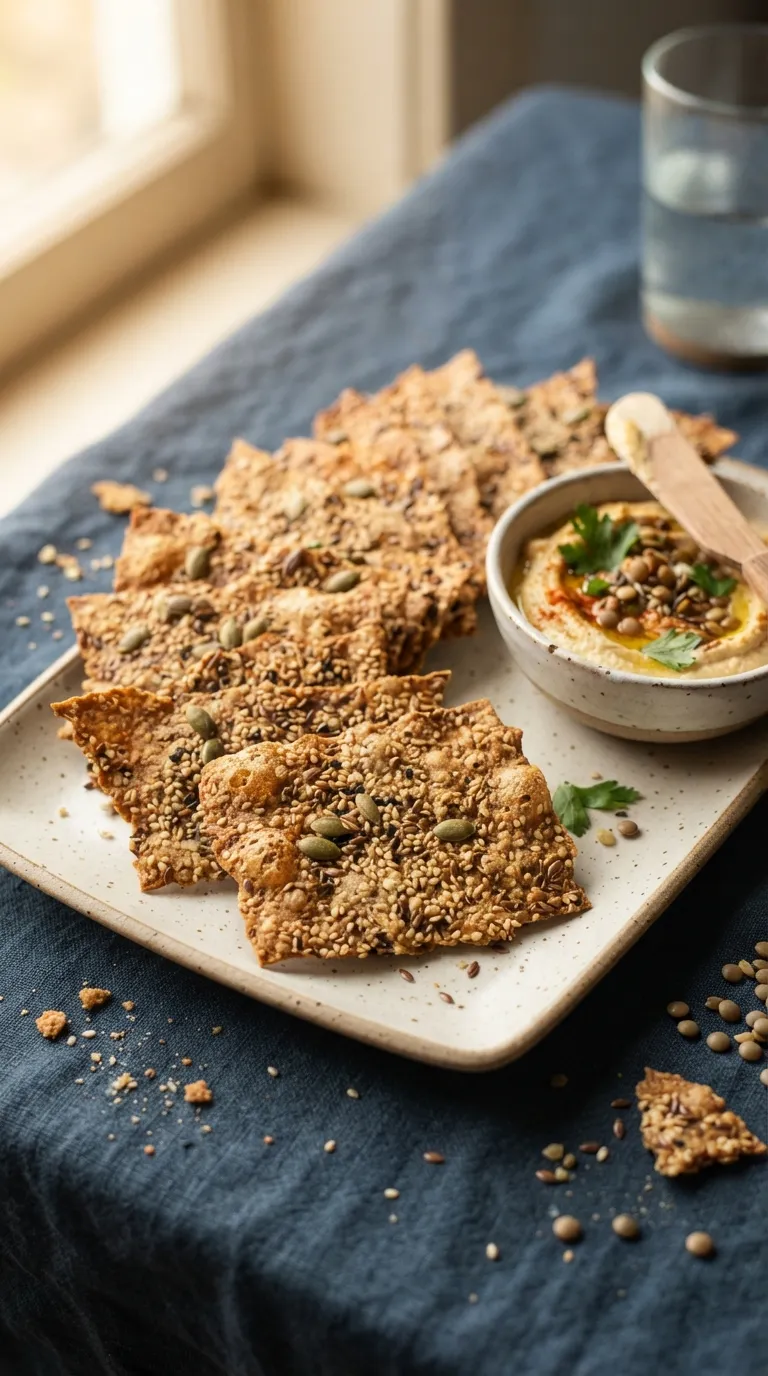 dairy free high protein snacks Lentil Seed Crackers