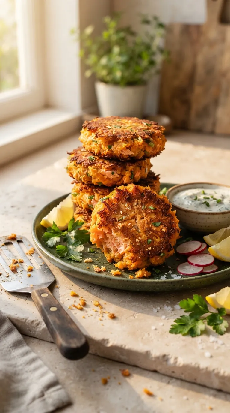 dairy free high protein snacks Salmon Sweet Potato Cakes