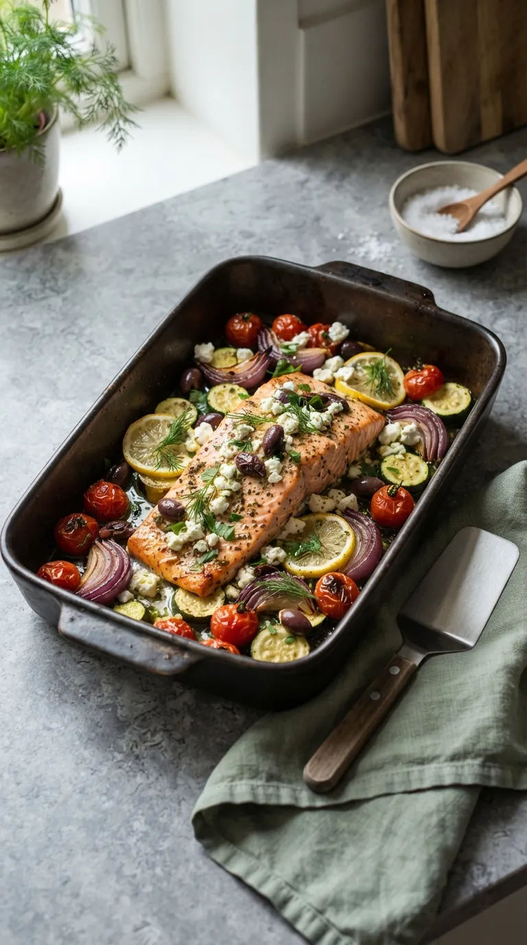 healthy Mediterranean meals for beginners Baked Salmon Tray