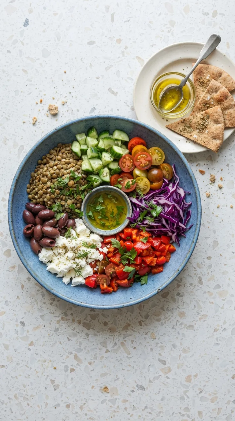 healthy Mediterranean meals for beginners Greek Lentil Bowl