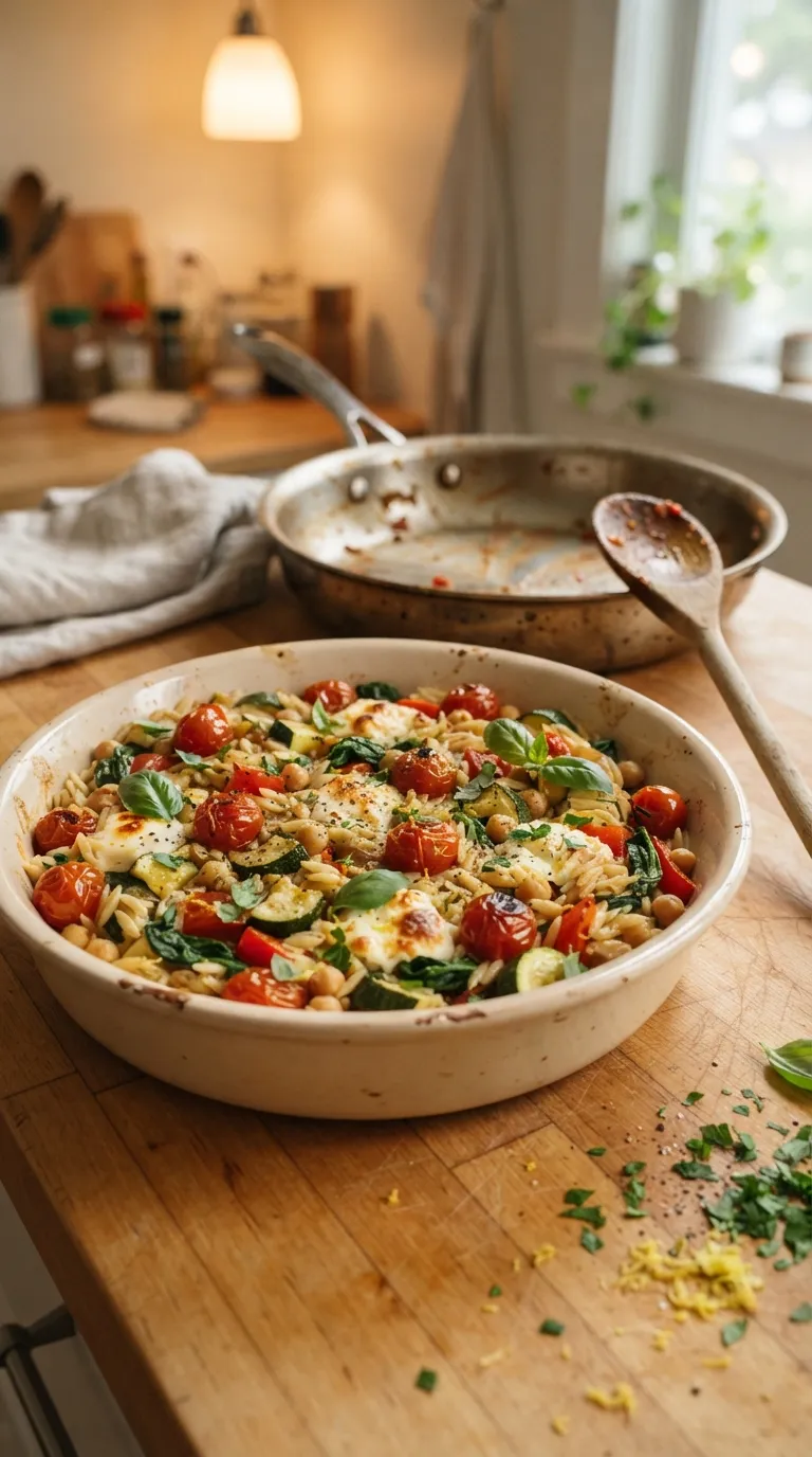 healthy Mediterranean meals for beginners One-Pan Veggie Orzo