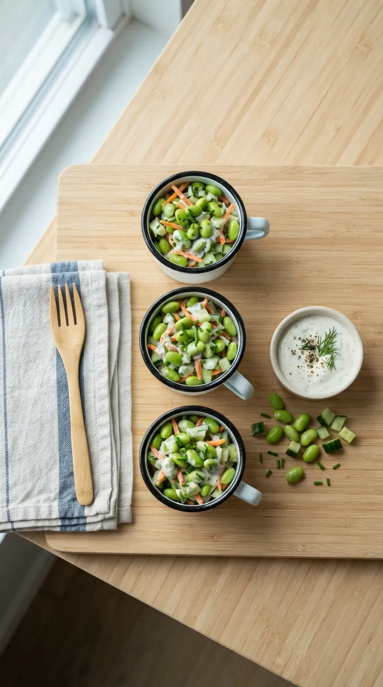 high protein snacks for school lunch Edamame Ranch Cups