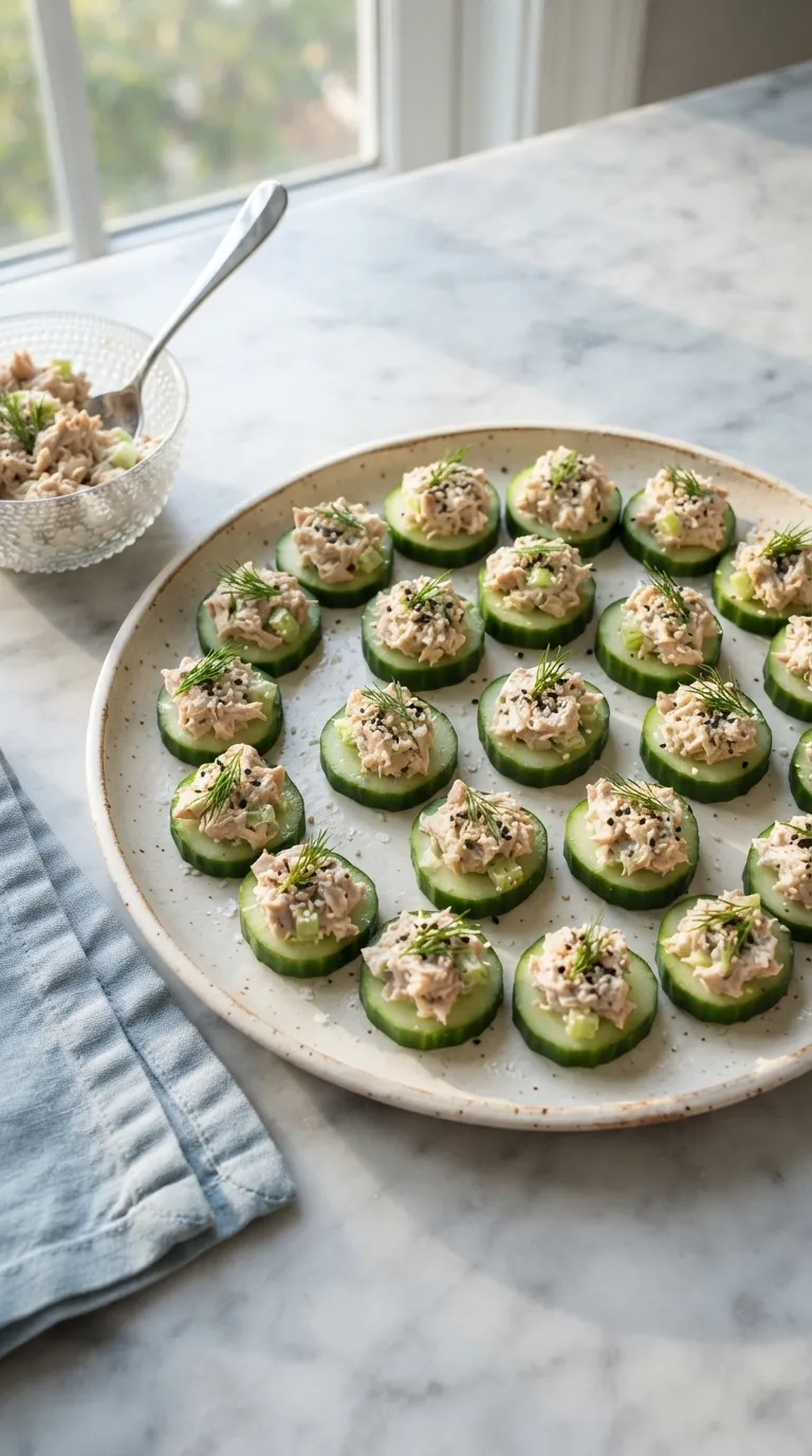 high protein snacks for school lunch Tuna Cucumber Bites