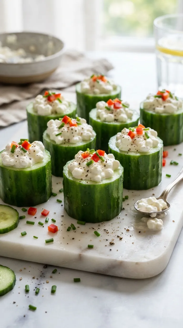 high protein snacks without protein powder Cottage Cheese Cucumber Cups