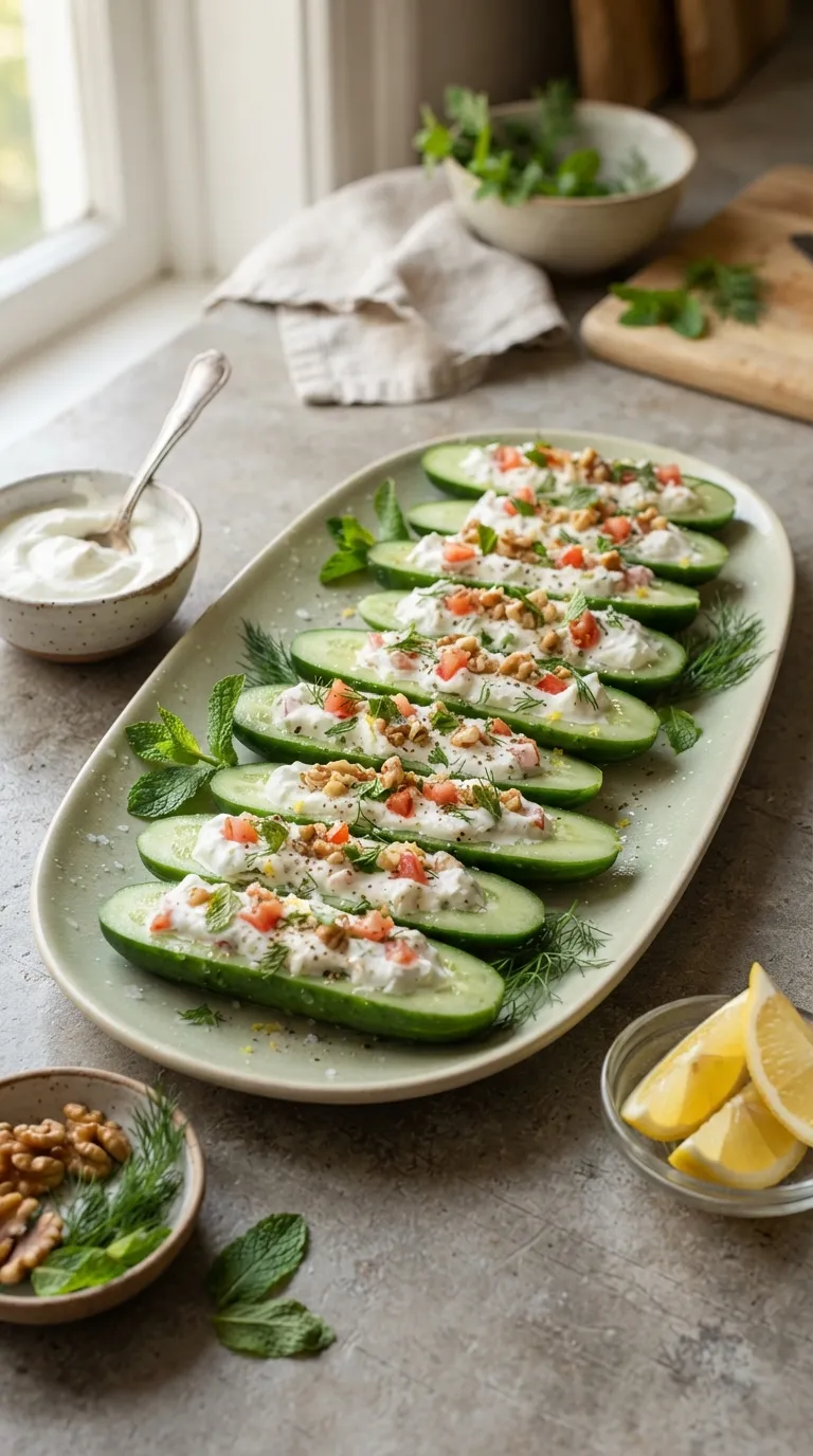 high protein snacks without protein powder Greek Yogurt Cucumber Boats