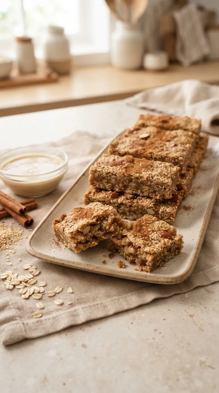 high protein vegan snacks Cinnamon Tahini Bars