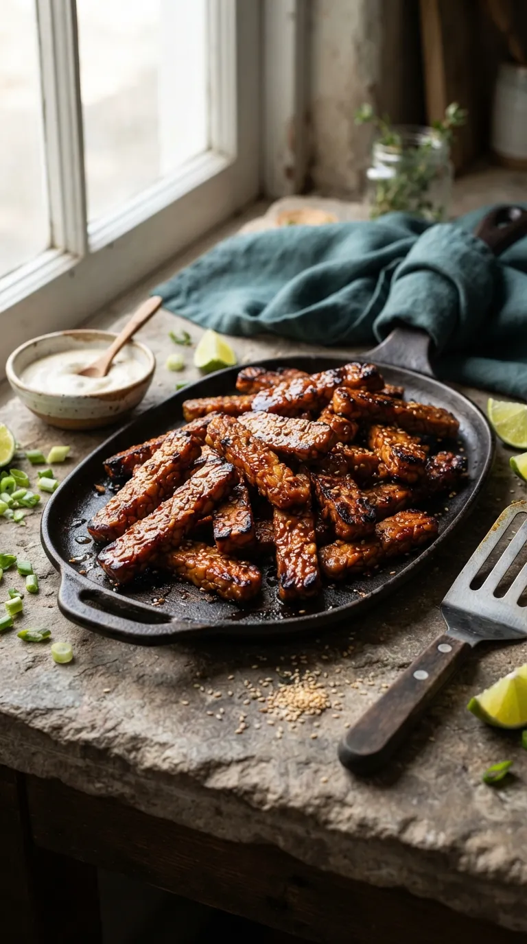 high protein vegan snacks Smoky Tempeh Strips